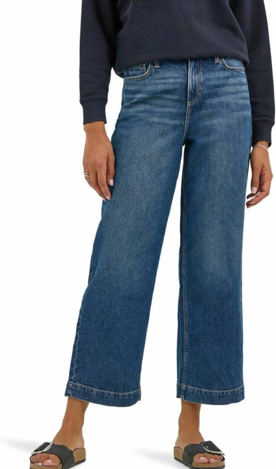 Lee Women's High-Rise 26" Wide Leg Cropped Jeans - Comfort Fit Stretch Denim