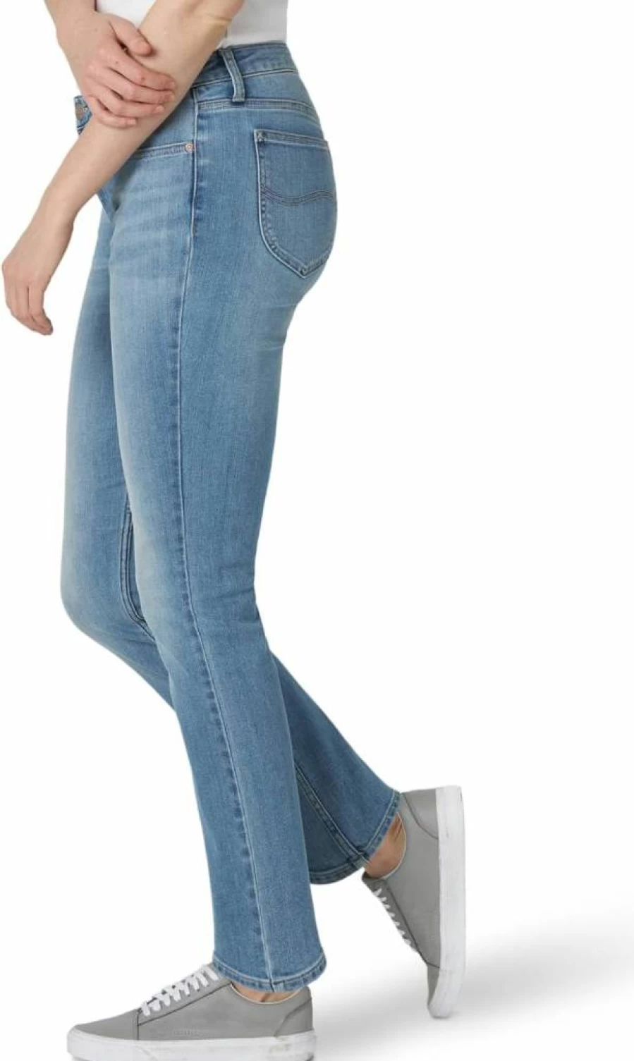 Lee Women's Petite Straight Leg Jeans - Mid Rise Comfort Fit Denim Pants