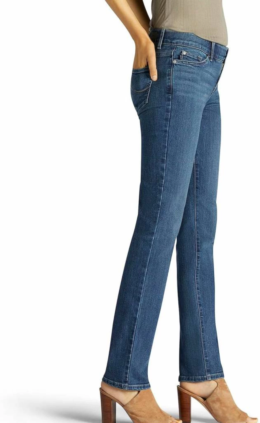 Lee Women's Petite Straight Leg Jeans with Flex Motion Comfort - Ultra Lux Fit