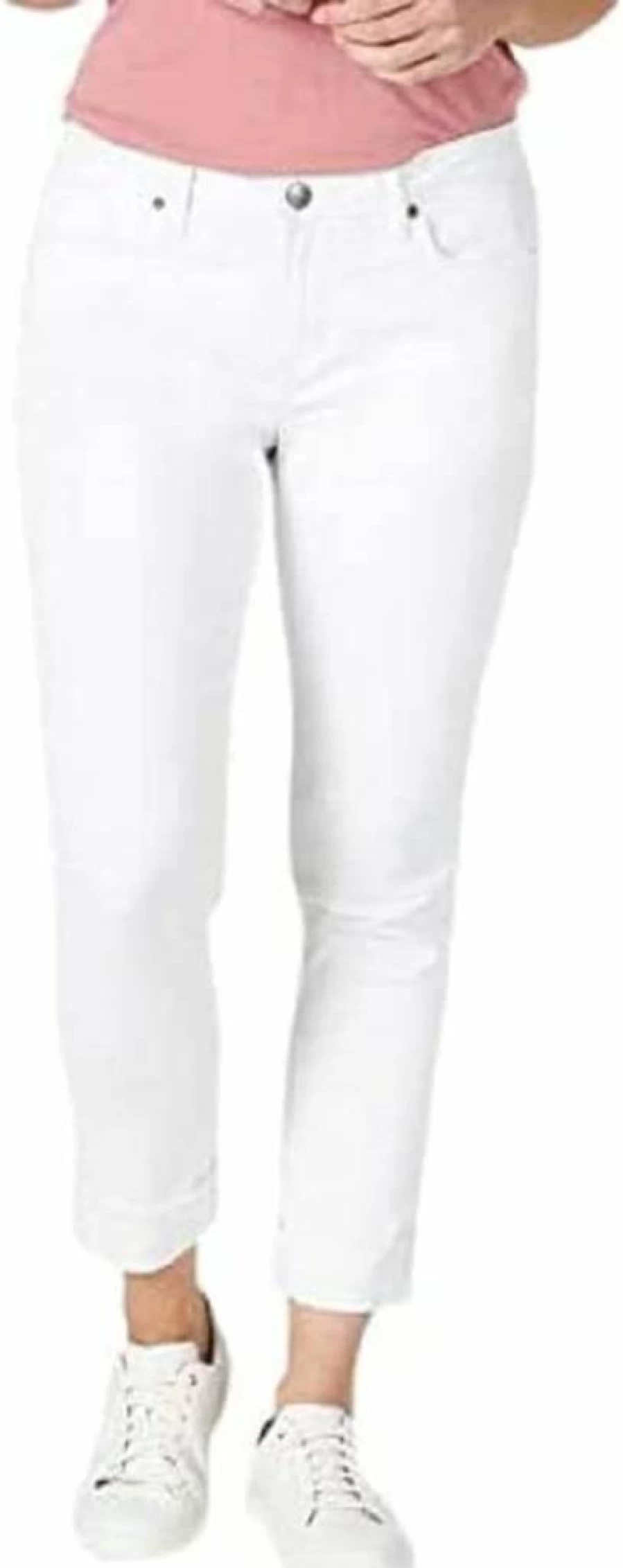 Riders by Lee Indigo Women's Distressed Boyfriend Jeans with Fringe Cuff Detail