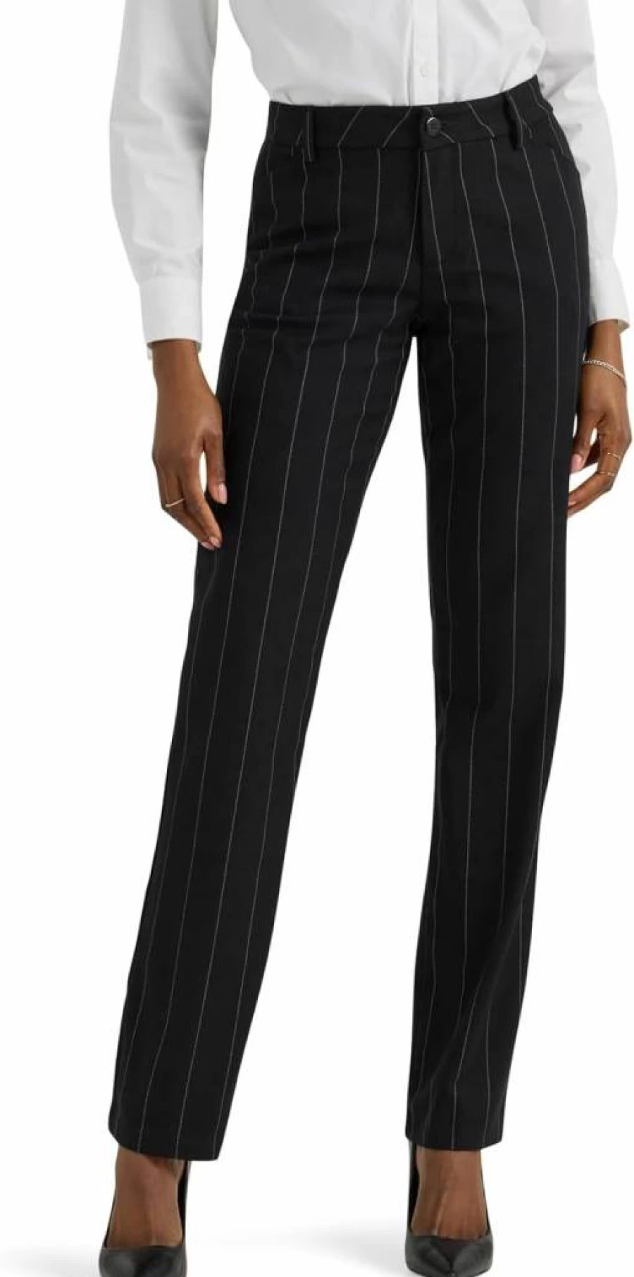 Lee Women's Comfort Stretch Straight Leg Pants - Wrinkle Resistant Relaxed Fit Trousers