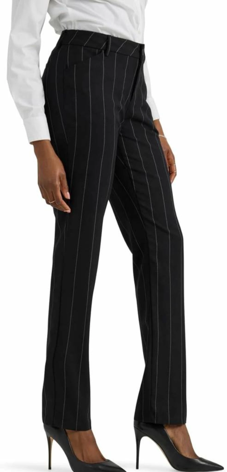Lee Women's Comfort Stretch Straight Leg Pants - Wrinkle Resistant Relaxed Fit Trousers